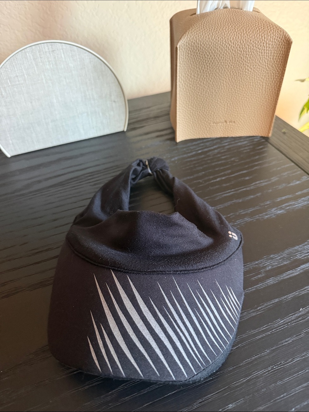 Black Athletic Visor with Silver Chevron Stripes